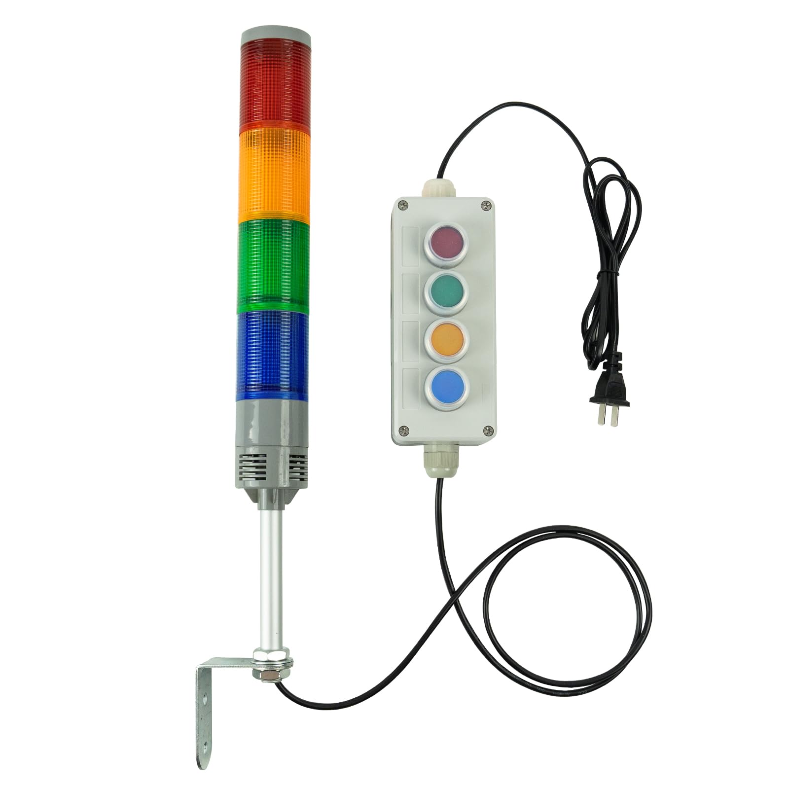 Y DIANS 4 Stack Super Bright LED Industrial Signal Tower Light Andon Lights with No Sound?Off-ON, or Flash, for Industrial, Warehouse, Indoor AC220V