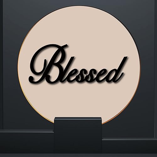 Miniatura 4 de CREATCABIN Letrero de madera bendecida, decoración de pared, letra recortada, corte láser, accesorios decorativos sin terminar, rústico para sala de