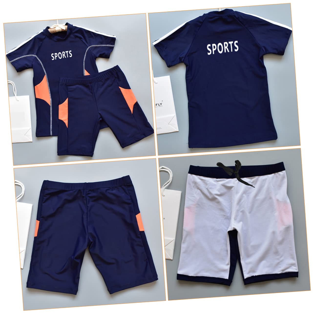 Maillot de Bain Deux Pièces Fête été Garçon, Protection Solaire Chic, Bleu