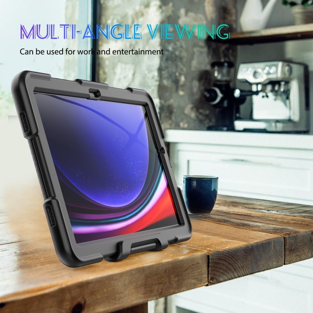 Generic etui kompatybilne z Samsung Galaxy Tab A9 8,7 SM-X110 X115 X117 (kolor: gorący róż) odporny na wstrząsy stojak pełna obudowa twarda silikonowa obudowa