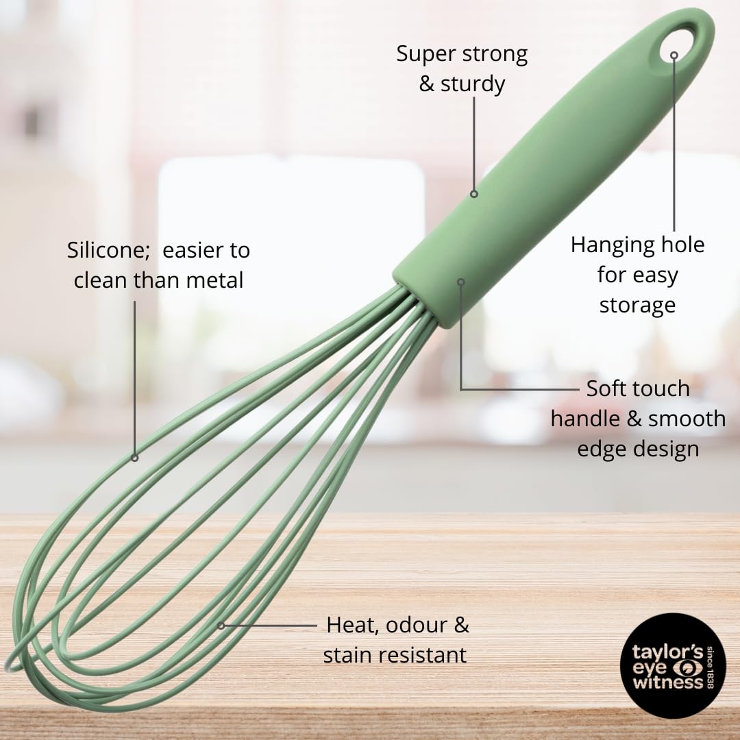 Taylors Eye Witness Large Sage Silicone Whipping Whisk, Dishwasher Safe. Sturdy Build - Image 4