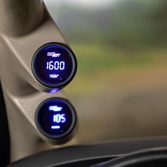 GlowShift 10 Color Digital 1،600 PSI Nitrous Pressure NOS Gauge Kit - يتضمن مستشعرًا إلكترونيًا - شاشة LED متعددة الألوان - عدسة مظللة - 2 - 1 / 16 (52 مم)