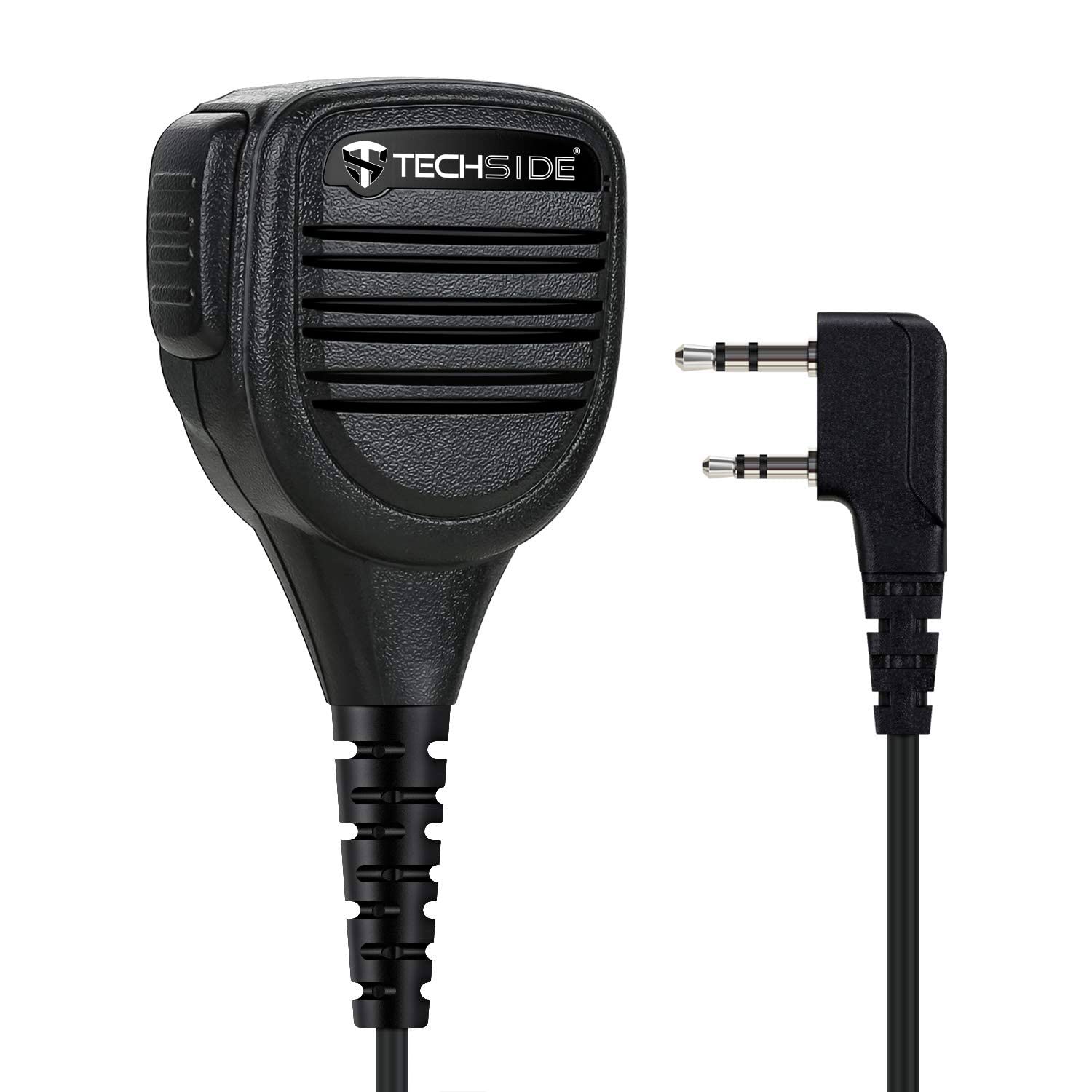 TechSide Mikrofon Wodoodporny 2-pinowy głośnik Kenwood + gniazdo 3,5 + klips obrotowy radio nadawcze | TS-T9+ TI-F8+ Midland G10 G11V CT210 BaoFeng UV5RA UV-82 (2 szt.)