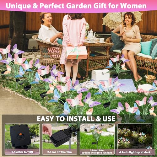 Weepong Solar Lights Outdoor Decorations Waterproof Newest Solar Garden Lights with Glowing Stems, 7-Color Changing Butterfly Flower Light for Outside Yard Pathway Garden Decor, Gift for Mother,2Pack by Weepong - Image 7