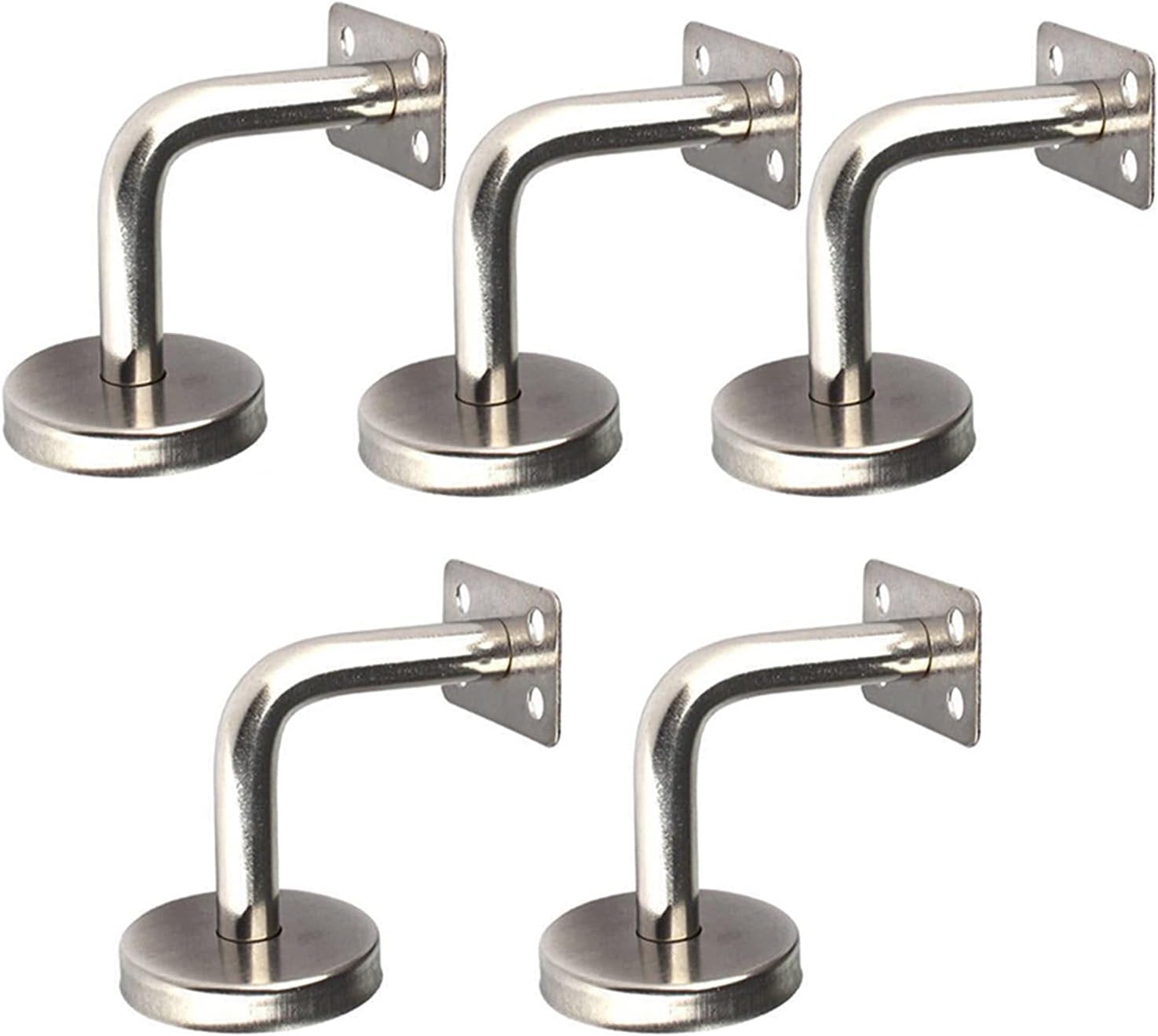 5pcs Stainless Steel Handrail Brackets Wall Mount Display Stairs Wood Metal Railing Supporter Furniture Bracket Home Decorations (Bent)