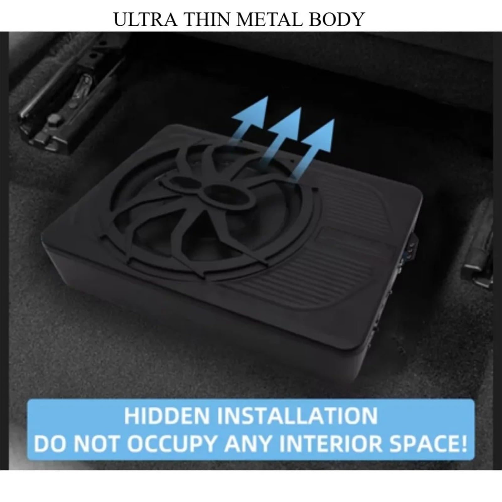 Tweeters para Coche Tweeter Sistema de Audio para automóvil de 120 W RMS: subwoofer Activo de 10 Pulgadas, Graves Puros y Altavoces ultradelgados Debajo del Asiento.