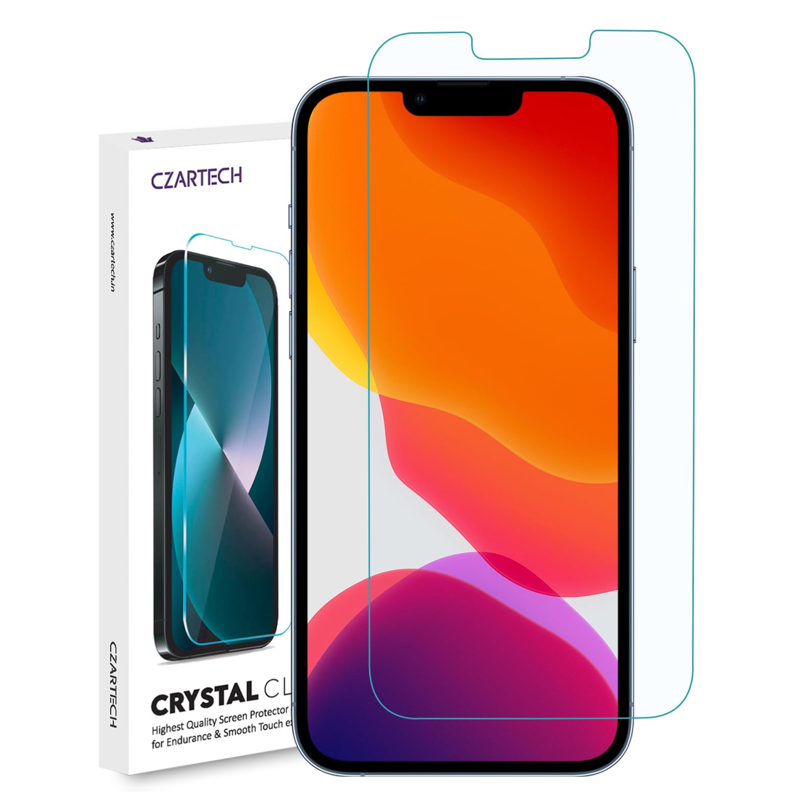 CZARTECH Tempered Glass Screen Guard For Iphone 13 Pro Max | Iphone 14 Plus With Easy Cleaning Kit (Pack Of 1) For Cellphone