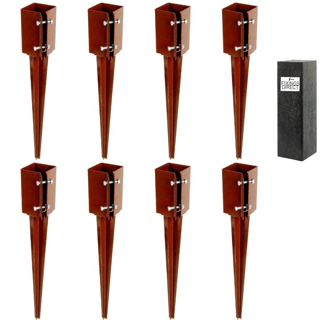 [FIXINGS DIRECT®] 100mm (4") Industrial Fence Post Spike Support 750mm Long Drive Down Post Spike Kit (Includes Free Driving Tool) (8)