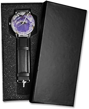 Amazon | 腕時計 レザーウオッチ 花 花びら パープル 紫 軽量 防水 耐