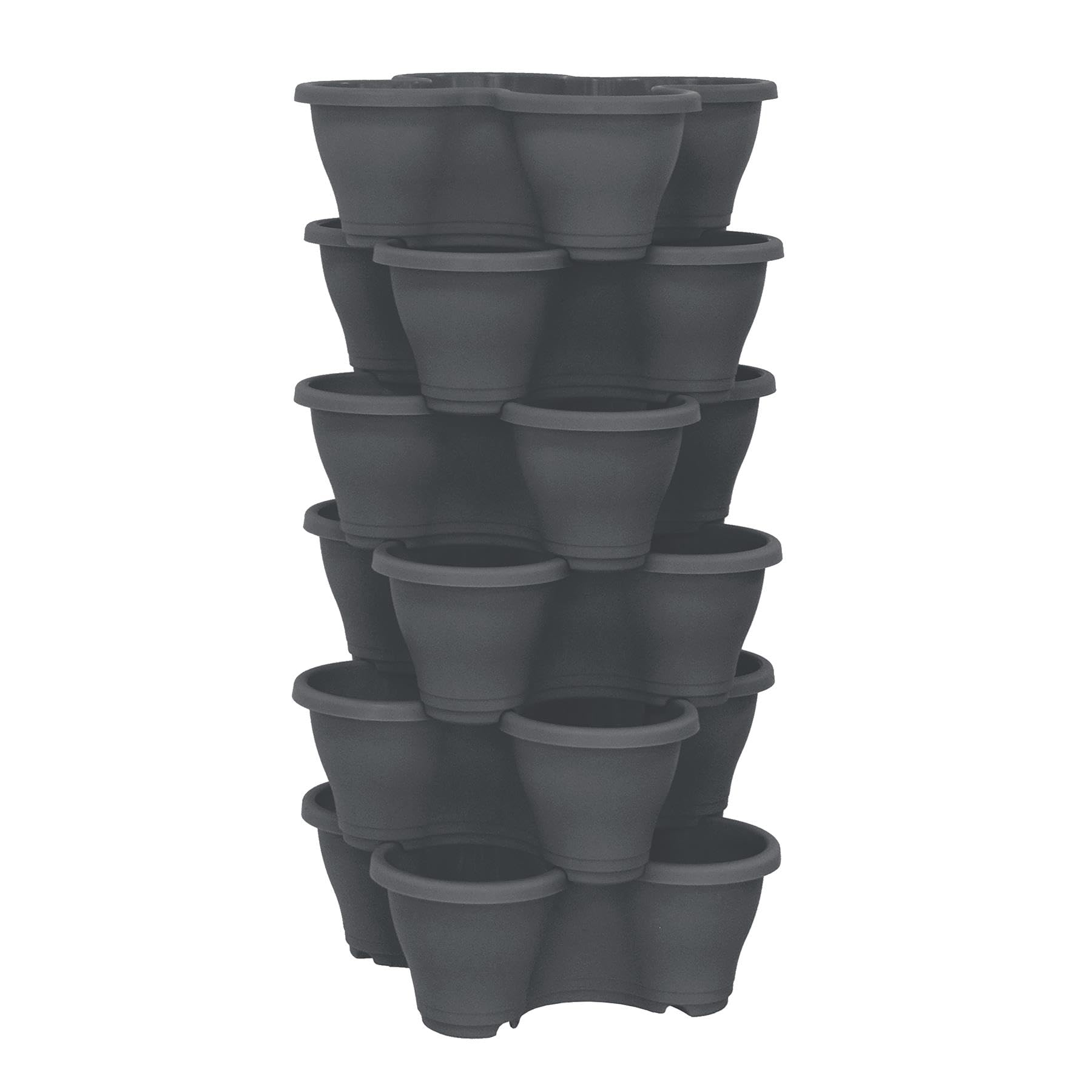 simpa 6PC Quad-Pot Stackable Indoor & Outdoor Planters - Grey