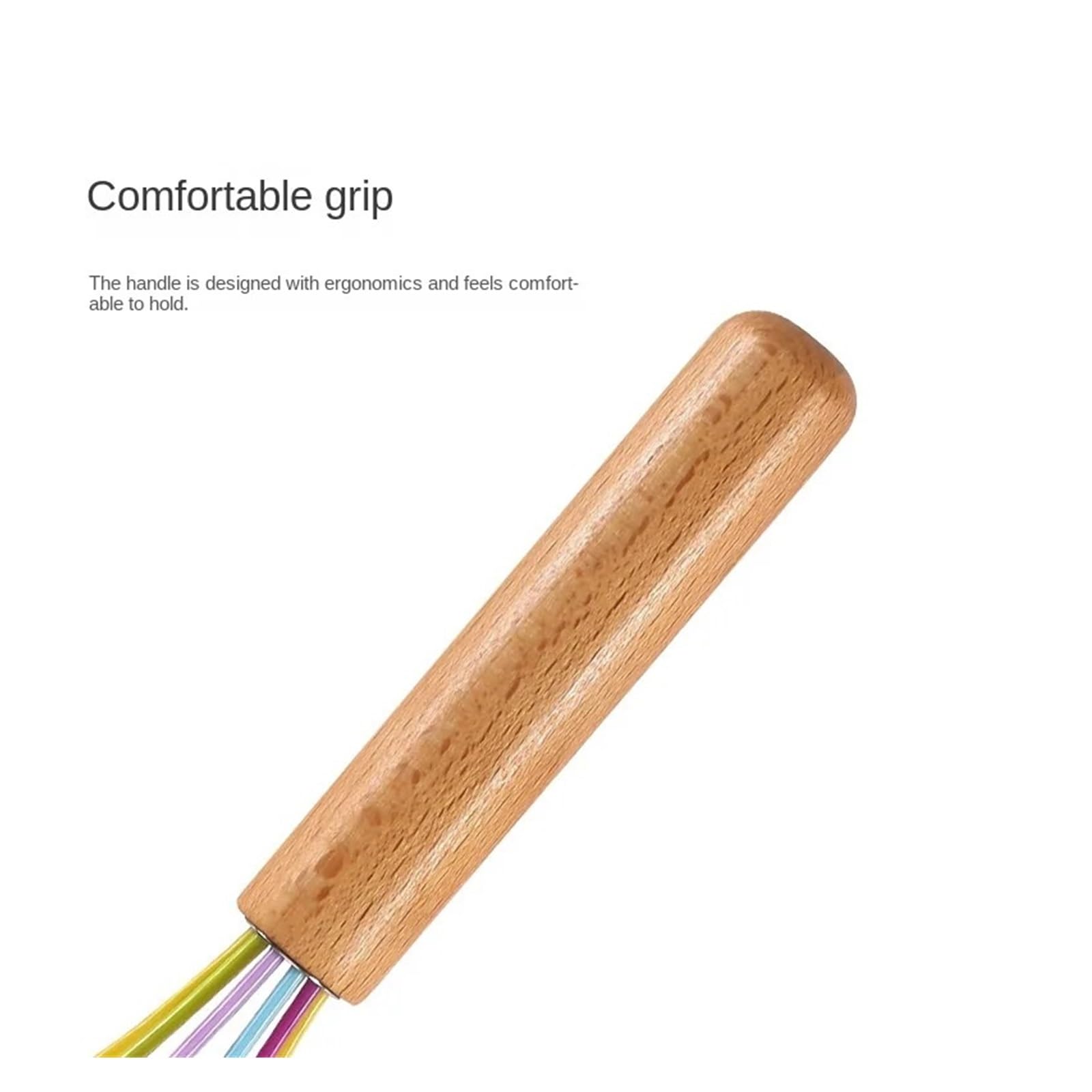 Batidor de huevos silicona 10 pulgadas con mango madera for crema Manual for pasteles y herramienta mezcladora fideos