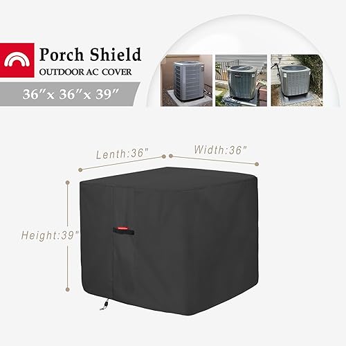 Miniatura 10 de Porch Shield Cubiertas impermeables 600D para aire acondicionado para unidades exteriores cubierta cuadrada de CA negra - 30 x 30 x 32 pulgadas
