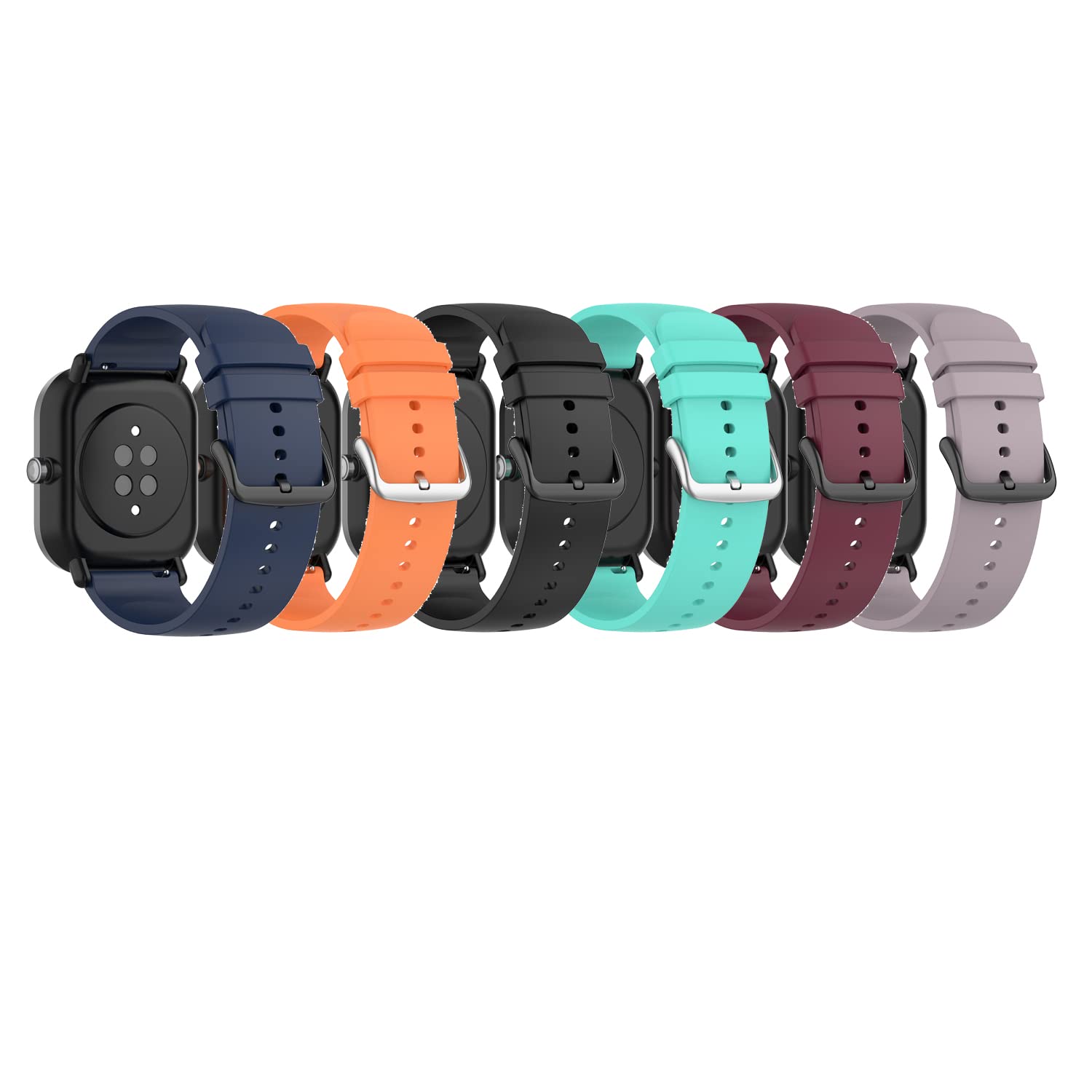 Chofit 6 Pack Silicone Bands 20mm Quick Release Sports Wristbands Replacement for Sudugo/chalvh/Tranya Smartwatch Accessories Watchbands