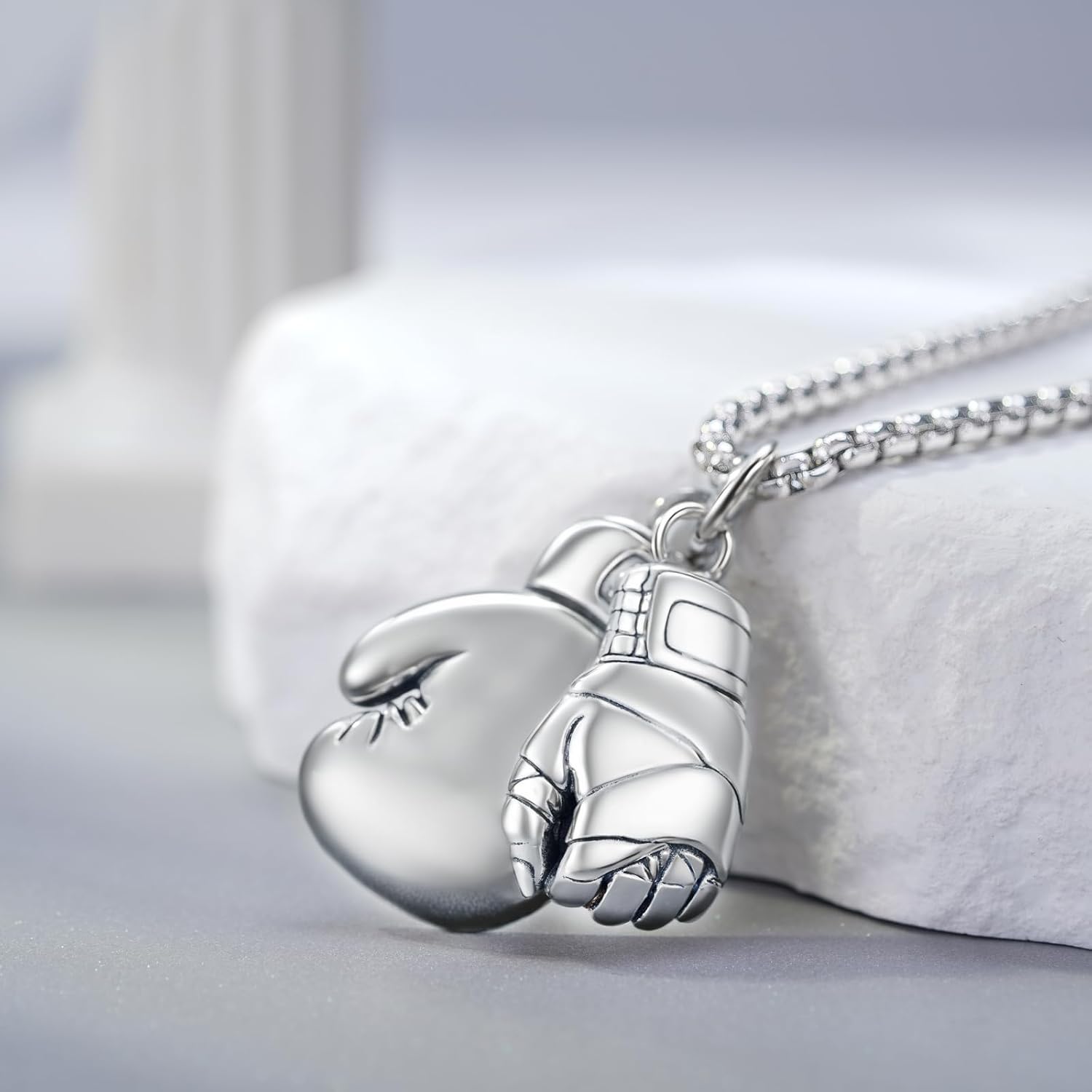 Boxing Gloves Necklace 925 Sterling Silver Hand Wrap Necklace Boxing Punk Gifts for Men - Image 3