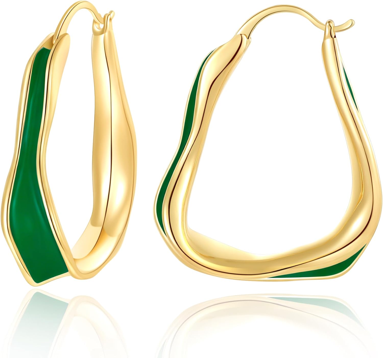 Chunky Hoop Earrings for Women Thick Minimalist Geometric Huggie Hoop Earrings Dainty Thick Y2K Preppy Earrings