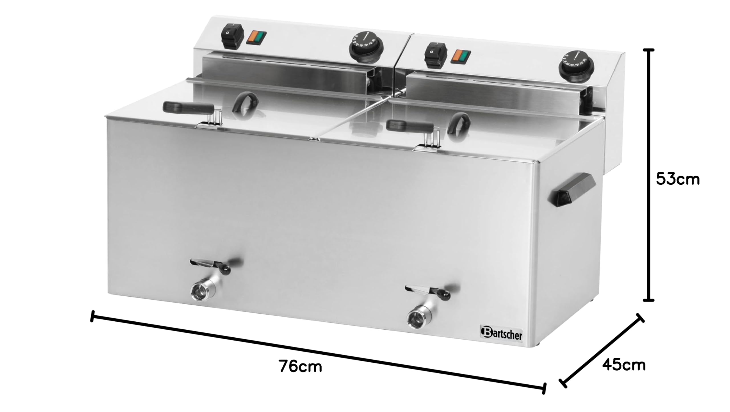 Bartscher Elektrofritteuse PROFI 2 Becken je 10 Liter mit Fettablasshahn Gastronomiebedarf