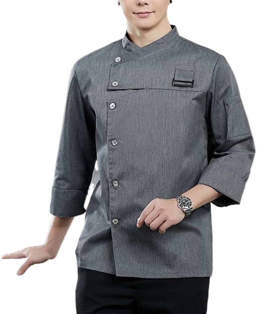 シェフ服 ユニフォーム 名入れ シェフコート 通気性の良い ユニセックス クラシックでカッコいい (Color : Gray1, Size : XX-Large)