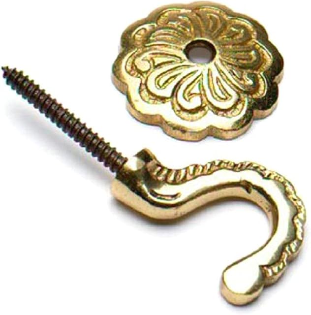 Merriway® BH01609 (2 Pcs) Rosette Curtain Drapery Hold Back Tie Back Hooks with Back Plate, 35mm (1.3/8 inch) Solid Brass - Pack of 2 Pieces