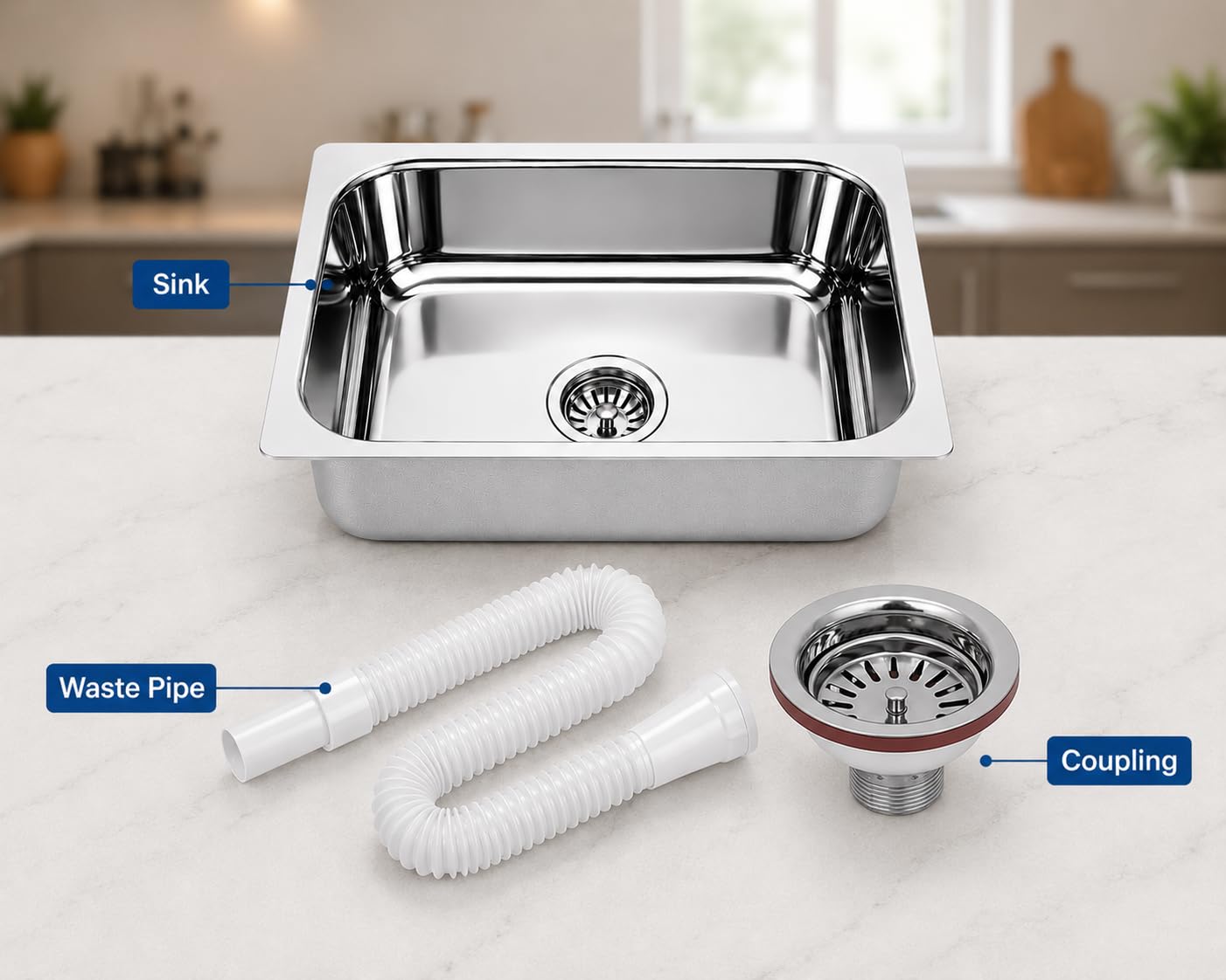 Stainless Steel Kitchen Sink - 18x16" Single Bowl -2