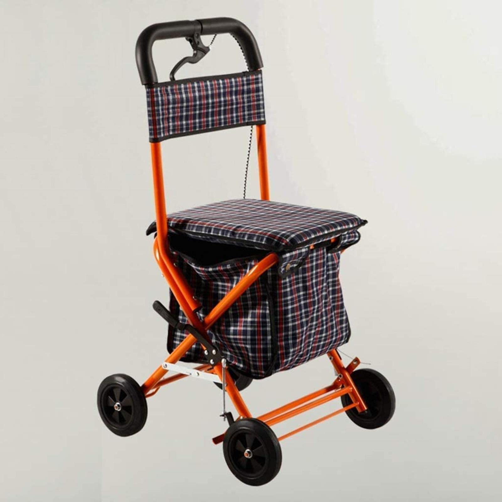 Rollator Walker Carrello portatile pieghevole per uso domestico Ausilio per la deambulazione per disabili con freni a mano con borsa della spesa Leggero e compatto