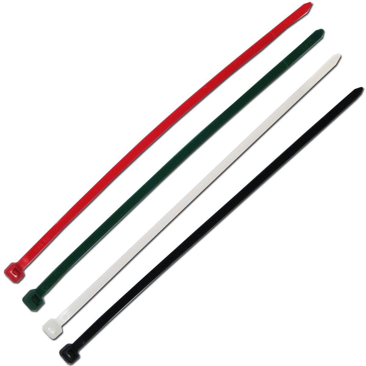 Cable Tie Assortment Assorted Colours 4.8 x 200 mm Pack of 50, Green, Black, White