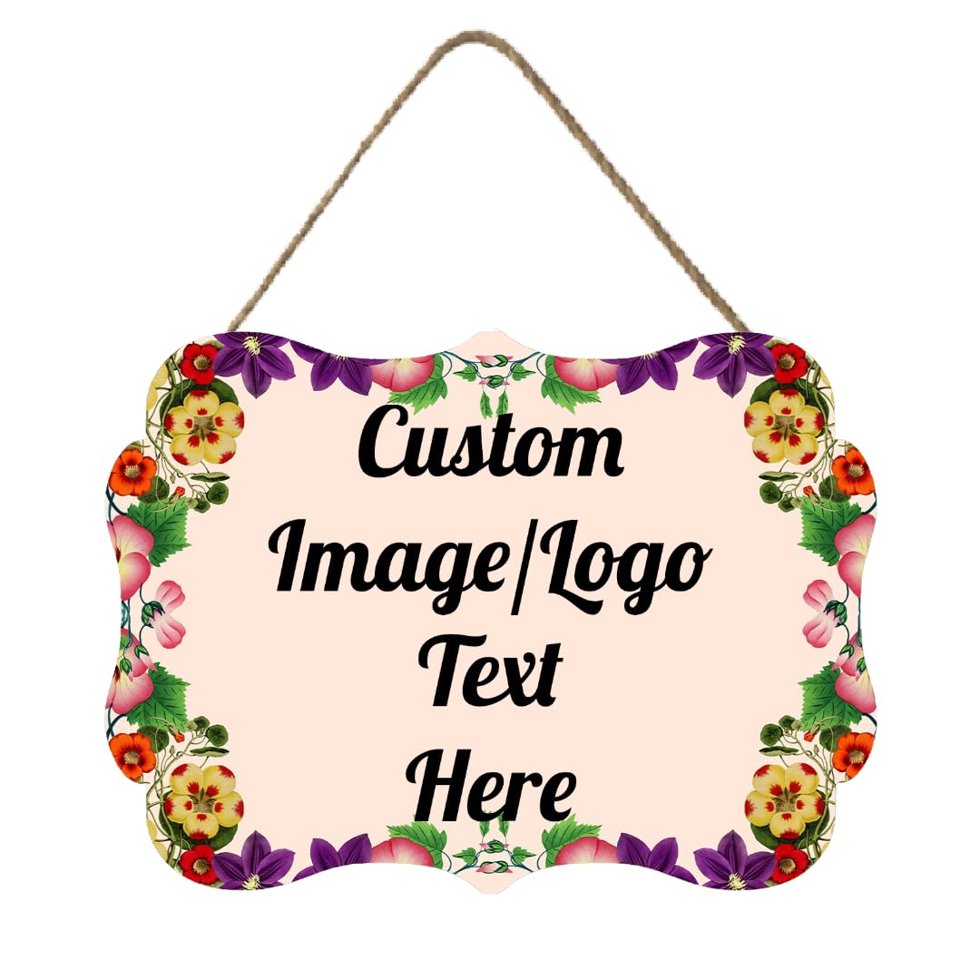 Personalized Wooden Welcome Sign Home Decor Customized Image/Text Hanging Sign Farmhouse Decorations for Home Office 11.2 * 8 Inch