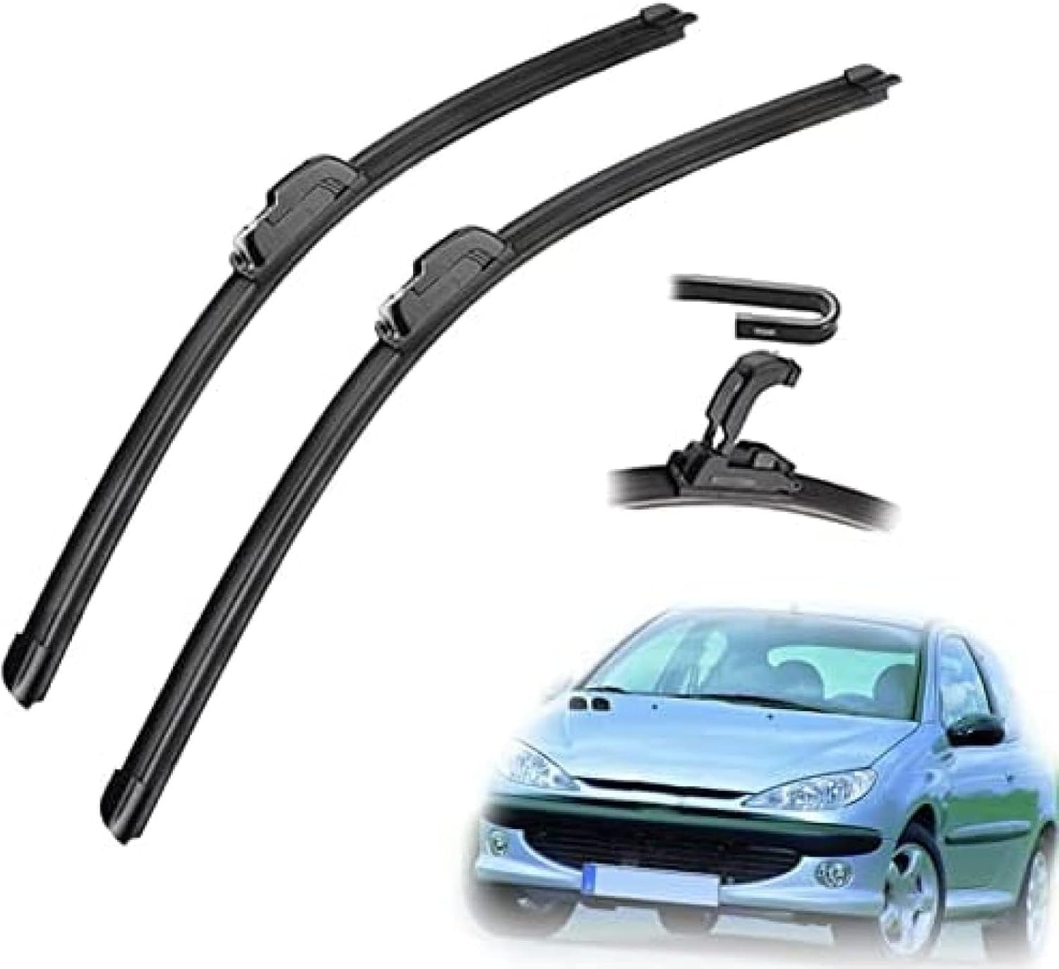 Oryginalny zestaw gumowych wycieraczek przedniej szyby dla Peugeot 206 2001 2002 2003 2004 2005 2006 26 + 16 cali, wycieraczki do ładowania wycieraczek samochodowych