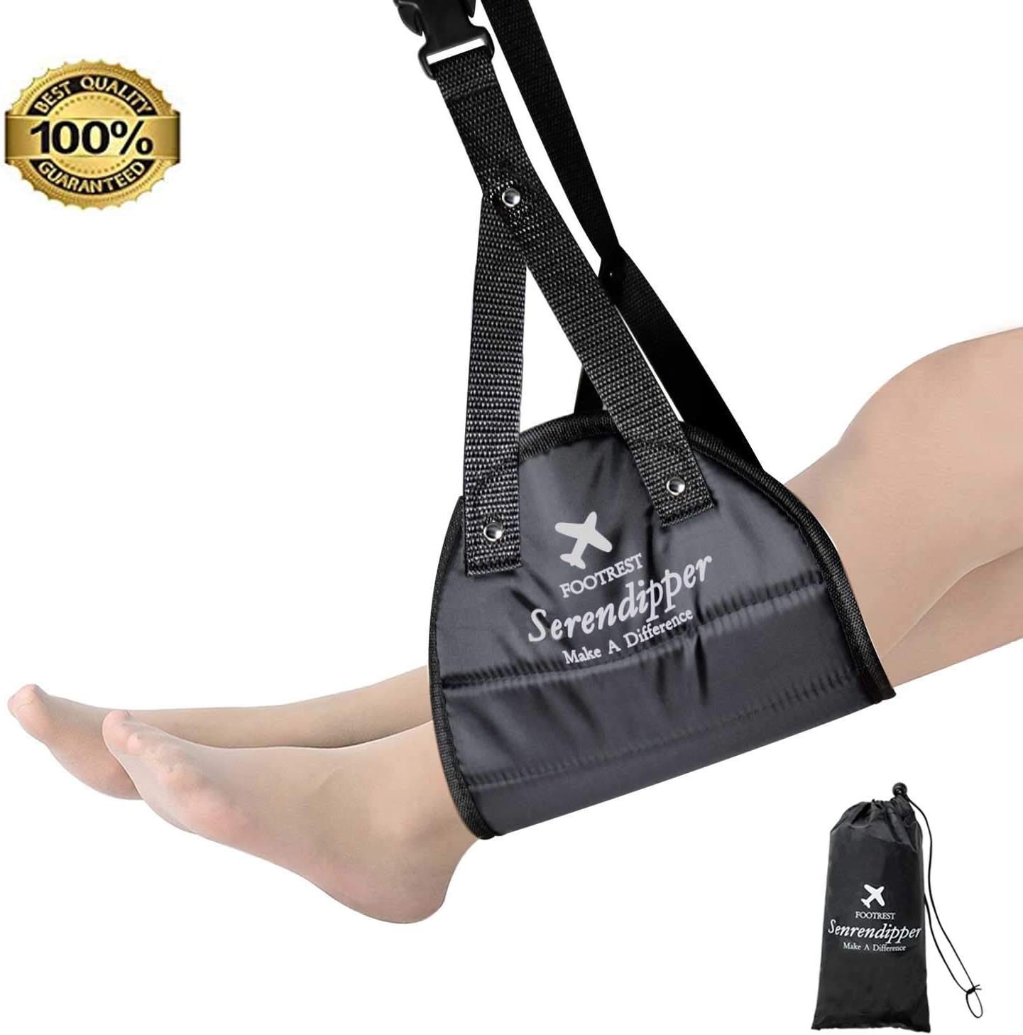 Memory Foam Foot Hammock, Adjustable Travel Foot Rest for Flight Train Office Home, Prevent Swelling and Soreness