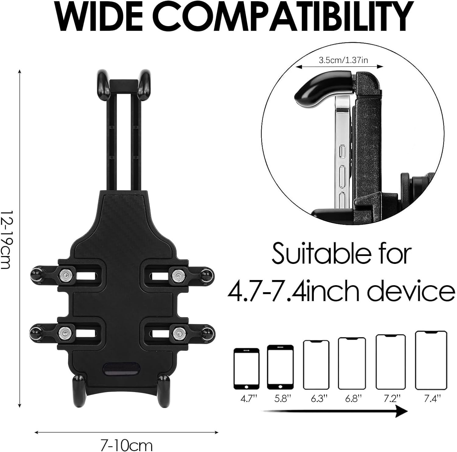 Soporte para teléfono compatible con teléfonos móviles Samsung Galaxy S24, S23, S22 y iPhone 15 Pro Max 14, 13, 12, 11 (5.5 pulgadas de longitud)