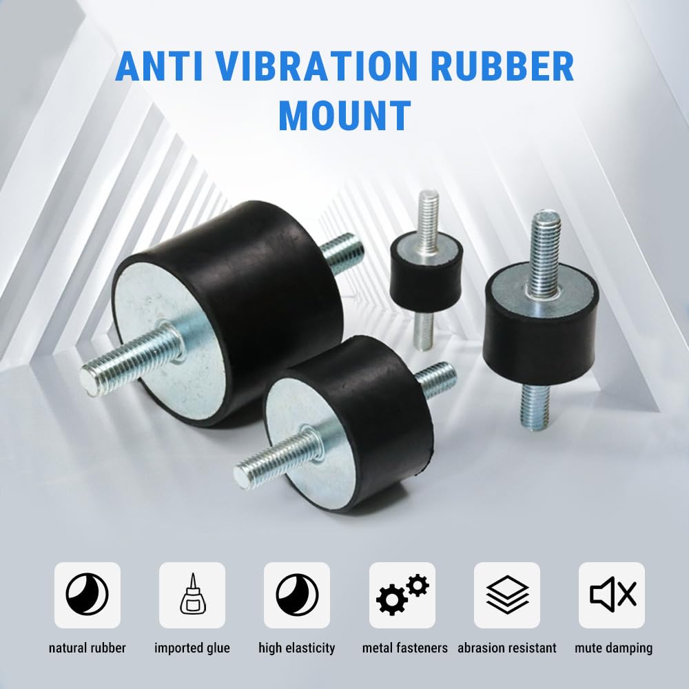 Rubberen trillingsdemper, 4 stuks, rubberen metalen bufferhouders, anti- vibratie, stille blok, rubber, anti-vibratie-isolator voor luchtcompressoren, motoren, waterpompen, boten, spoelen, (VDM8, 30 x