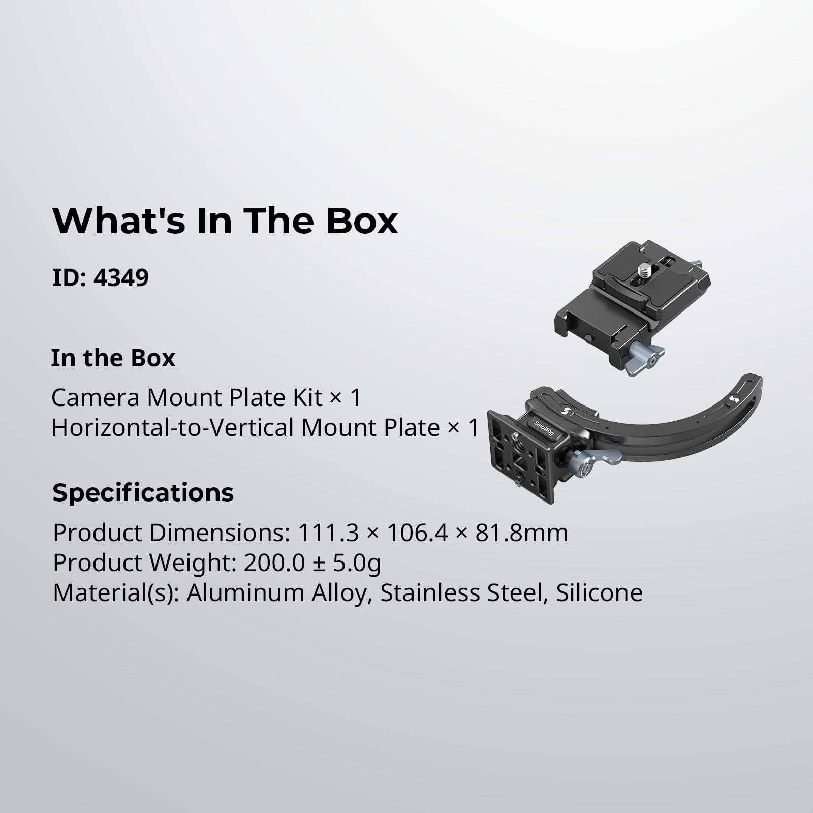 SMALLRIG Kit de Placa de Montaje Horizontal a Vertical para Cámaras sin Espejo, para Sony, para FUJIFILM, para Nikon, para Canon, Anillo de Montaje para Trípode - 4349