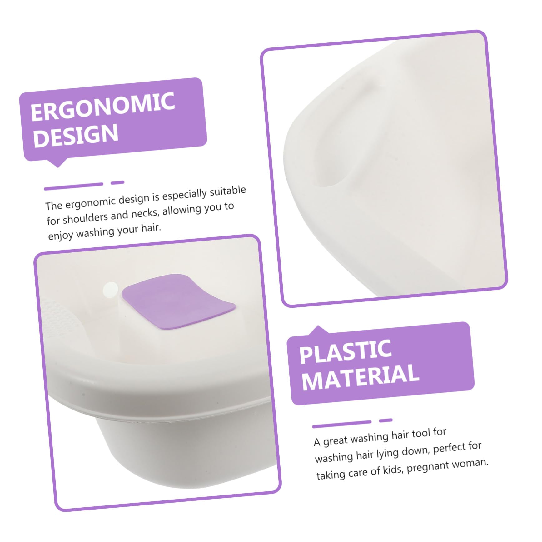 Haarwaschbecken aus Kunststoff Weiß für Liegendes Haarewaschen | Ergonomisches Design, für Kinder und Schwangere Geeignet, Haushalts Bett Shampoobecken