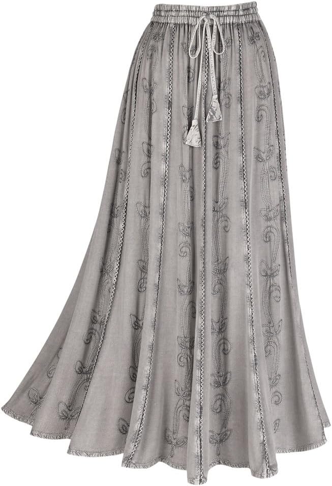 CATALOG CLASSICS Women's Over-Dyed Maxi Skirt - Elastic Waistband - 33" Long