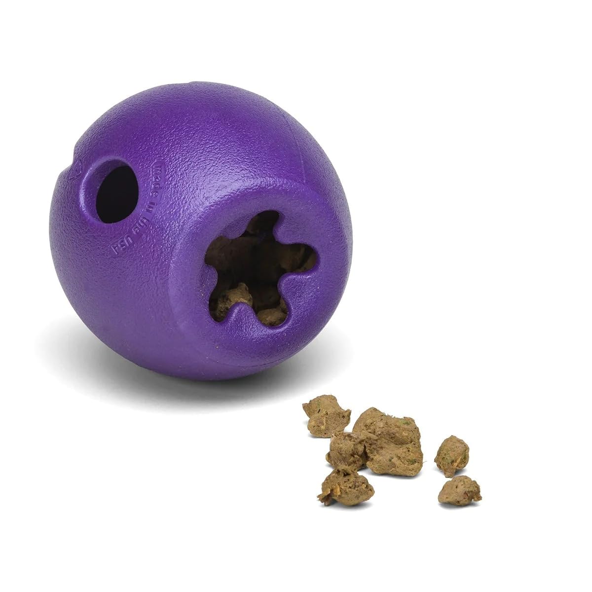 West Paw Zogoflex Rumbl Treat-Dispensing Dog Toy – Interactive Slow-Feeder Chew Toys for Dogs – Dog Enrichment Toy – Dog Toy for Moderate Chewers, Fetch, Catch – Holds Kibble, Treats (Eggplant, Large)