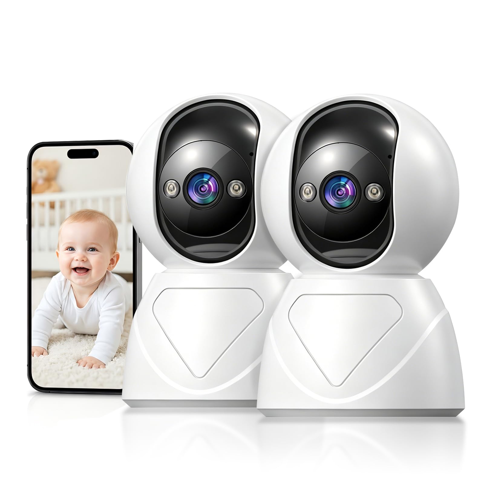 5G WLAN Überwachungskamera Innen, 3MP 360° Drehbar Innen Kamera Überwachung, Schwenken/Neigen Hundekamera für Personen/Baby/Haustiere, Auto-Tracking, 3 Nachtsicht, Zwei-Wege-Audio, SD/Cloud