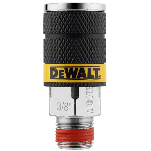 DEWALT 3/8-Inch Body Automotive Air Coupler with 3/8-Inch MNPT: High-Flow 6-Ball Design, 300 PSI