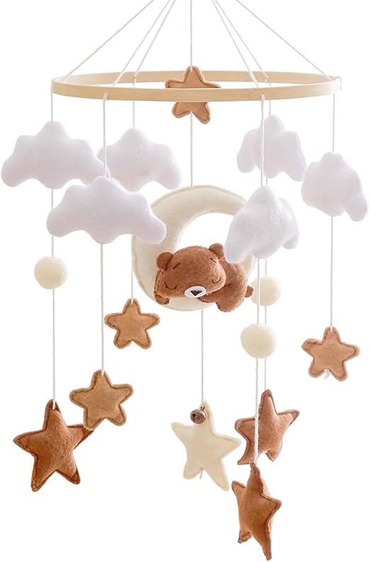 BITOYO Mobile Bébé Scandinave en Feutrine Douce et Bois Naturel