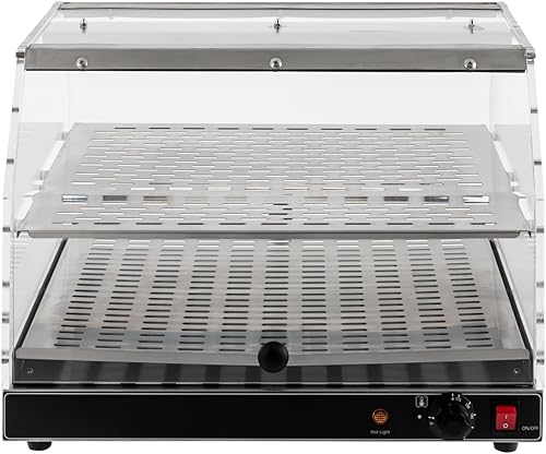 Miniatura 4 de Calentador de alimentos comercial, calentador de exhibición de alimentos de 2 niveles con puerta acrílica y pies antideslizantes, vitrina grande de