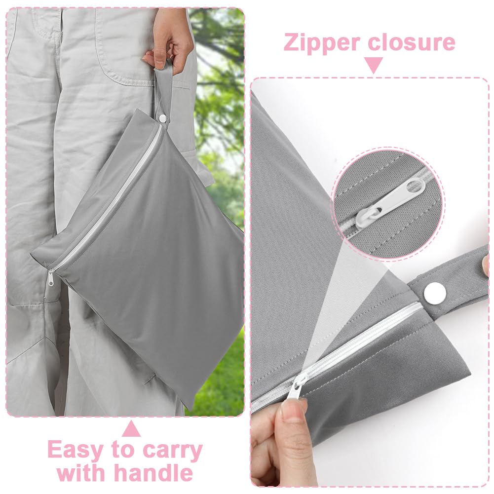 AOOSA 2PCS Wet Bags, Reusable Cloth Diaper Bags with Handle and Zipper, Lightweight Waterproof Travel Laundry Bag - Image 4