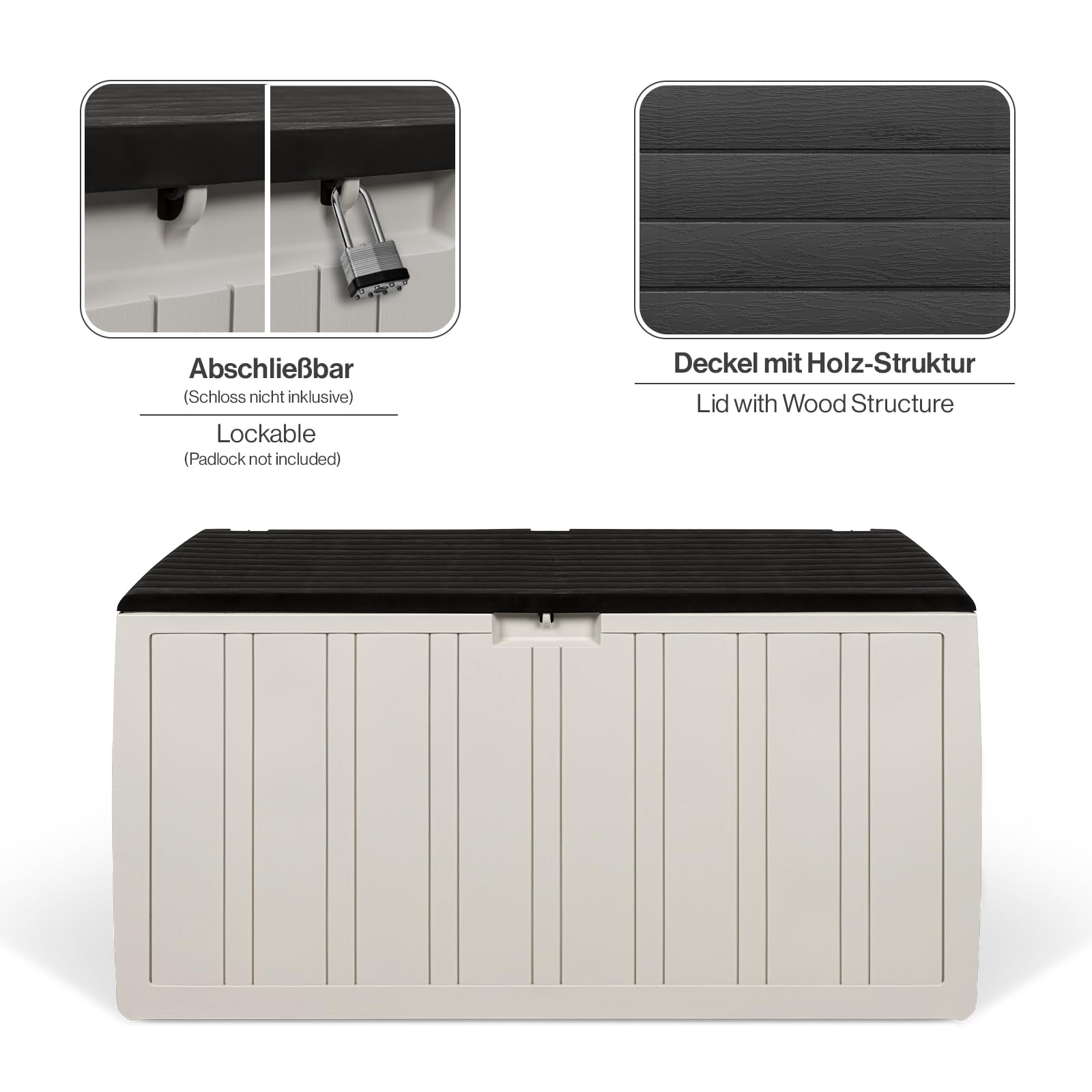 Kreher XXL Kissenbox/Auflagenbox Leonardo in Creme-Weiß mit 270 Liter Nutzvolumen- robust, abwaschbar und einfach im Aufbau