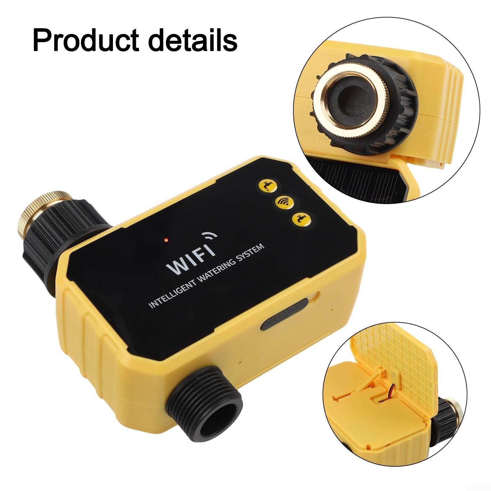 Timer intelligente per irrigazione a energia solare con funzione salto pioggia pianificazione mobile e uscita da 1/2 pollice per uso fontana giardino prato (1 presa)