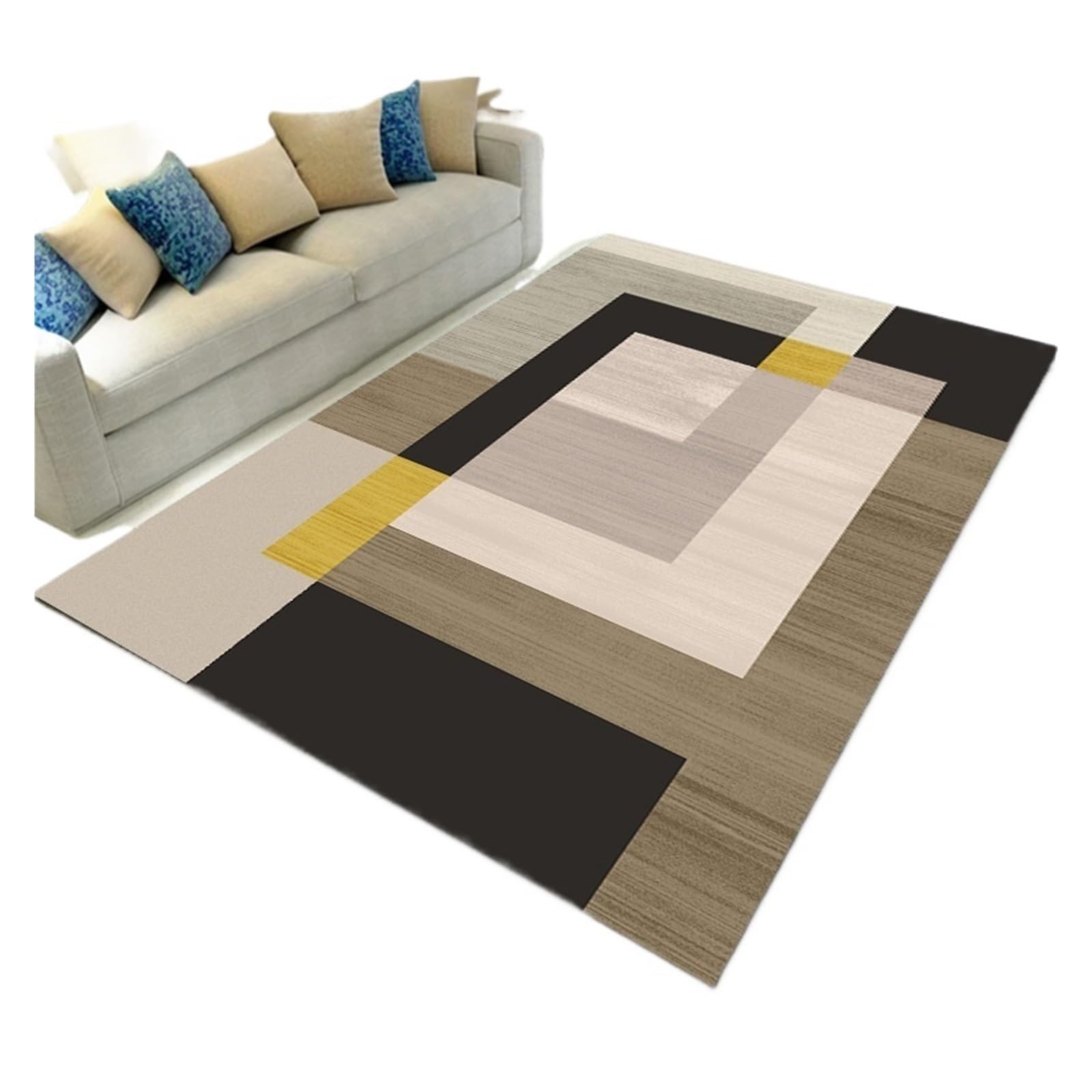 Grand tapis de salon moderne D14 d'une élégance intemporelle pour chambre et canapé