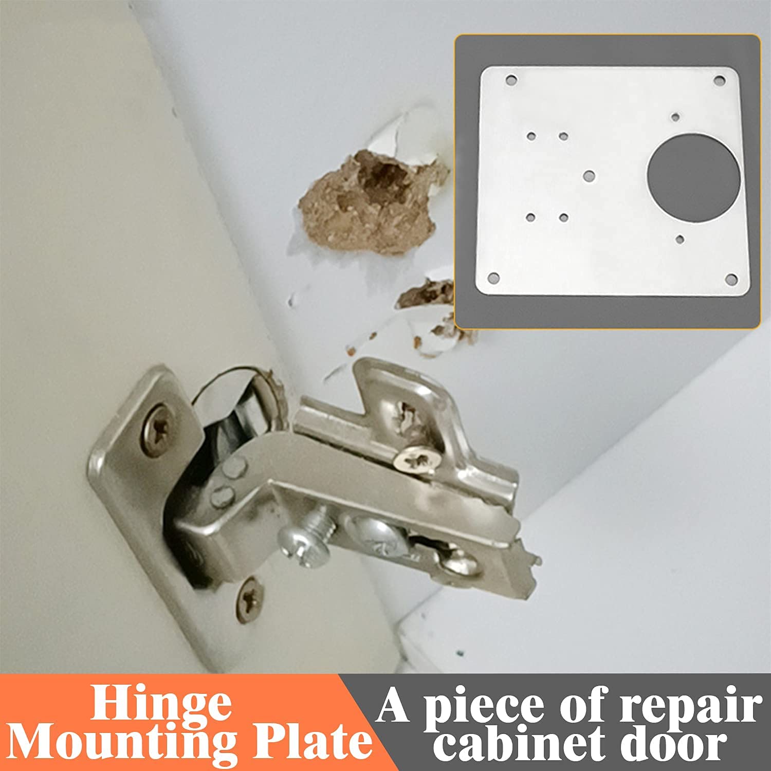 Armario placa de reparación de bisagras，reparación con tornillos de fijación para muebles de madera, cocina, armarios, muebles (2)