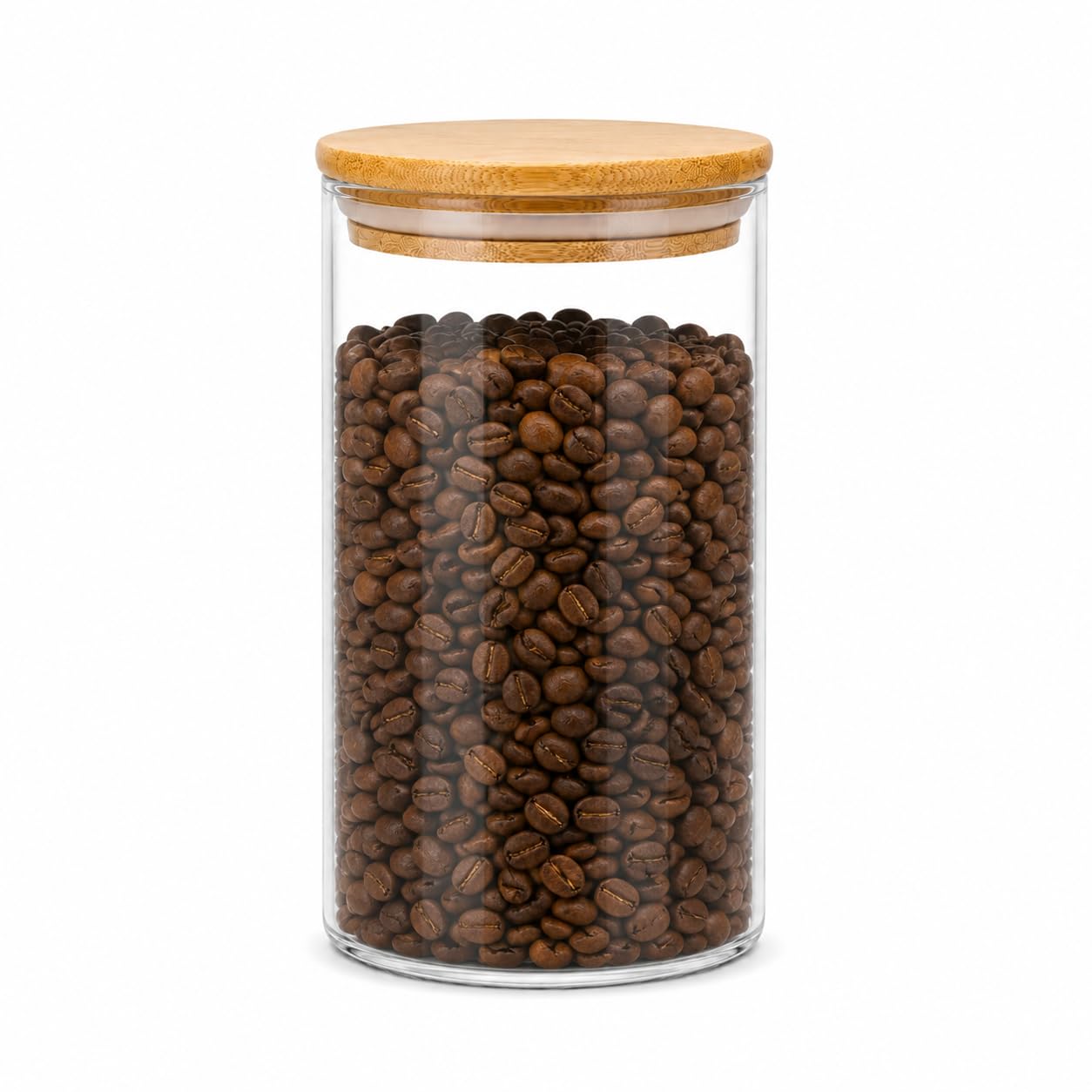 Incetue Clear Glass Storage Jar With Bamboo Lid, 960Ml Kitchen Canister For Coffee Beans, Tea, Sugar And Dry Food, Pantry And Countertop Storage