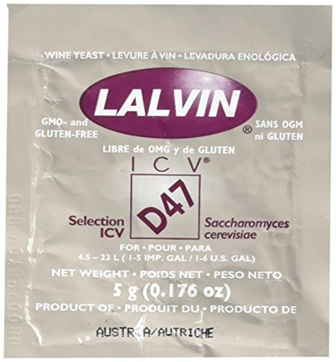 Lalvin D-47 Saccharomyces Cerevisiae 3 (5 G. Pouchs)
