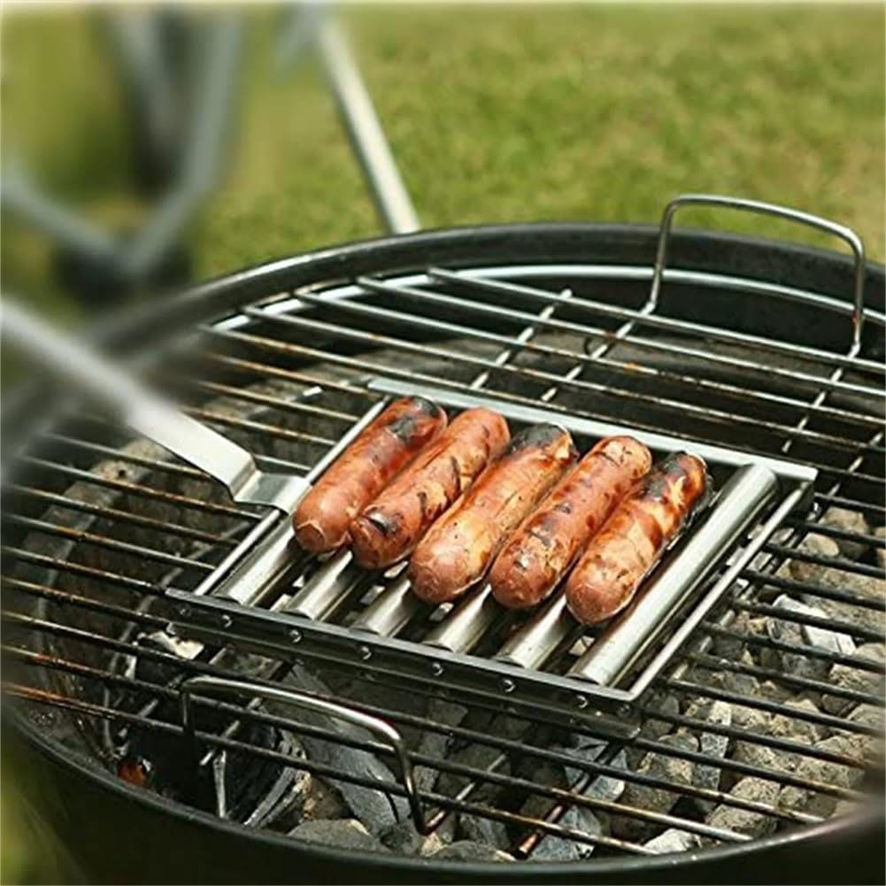 North Point Hot Dog Roller - Heavy-Duty Stainless-Steel Construction, Detachable Handle for Easy Rolling and Lifting, Grill up to 5 Hot Dogs at a Time