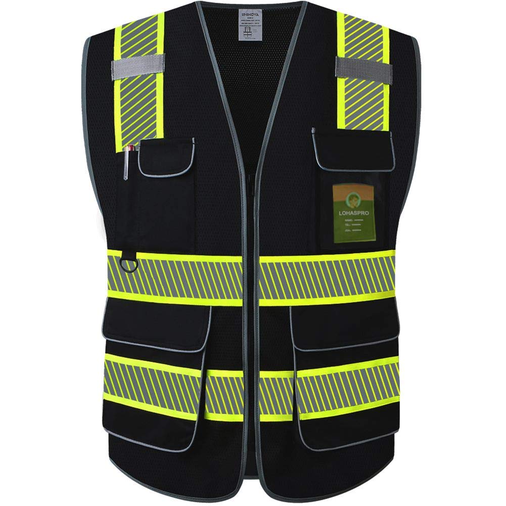 LOHASPRO Safety Vest High Visibility - Mesh Reflective Vest with Pockets & Zipper for Men Women,ANSI/ISEA Standard