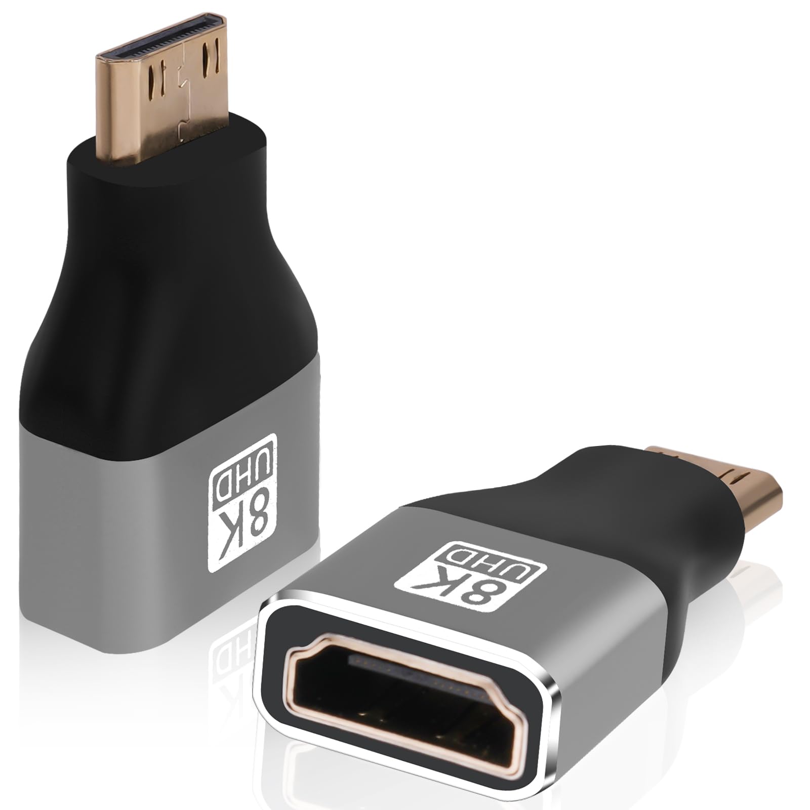 AXFEE Adapter mini męski na HDMI żeński 2 w 1 – 8K przy 60 Hz, złącze HDMI do laptopa, HDTV, PC, monitora, PS, Xbox, DVD