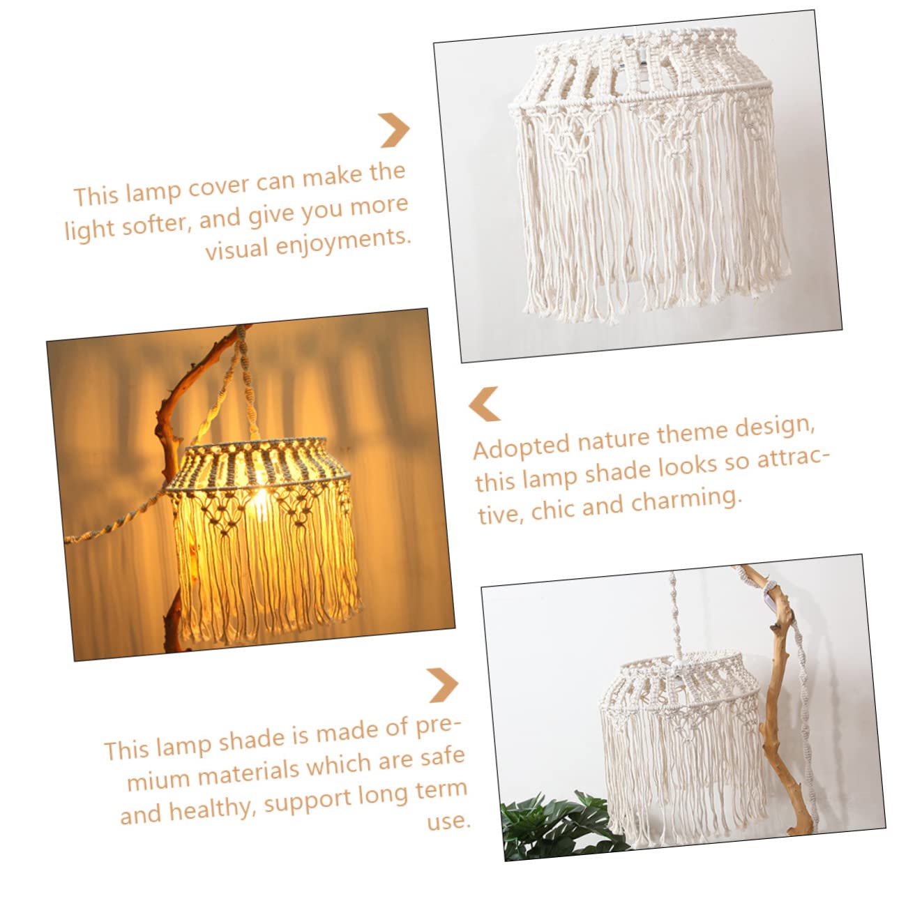 BESTonZON Lampion Wiszący z Plecionej Liny Do Oświetlenia Sufitowego Elegancki Klosz Do Lampy Podłogowej i Żyrandola Tworzy Ciepłą Atmosferę