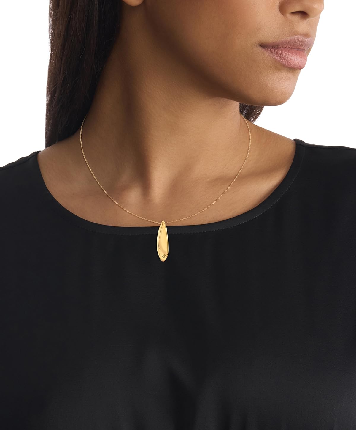 Calvin Klein Colección SCULPTED 35000814 - Collar con colgante de acero inoxidable chapado en oro amarillo para mujer